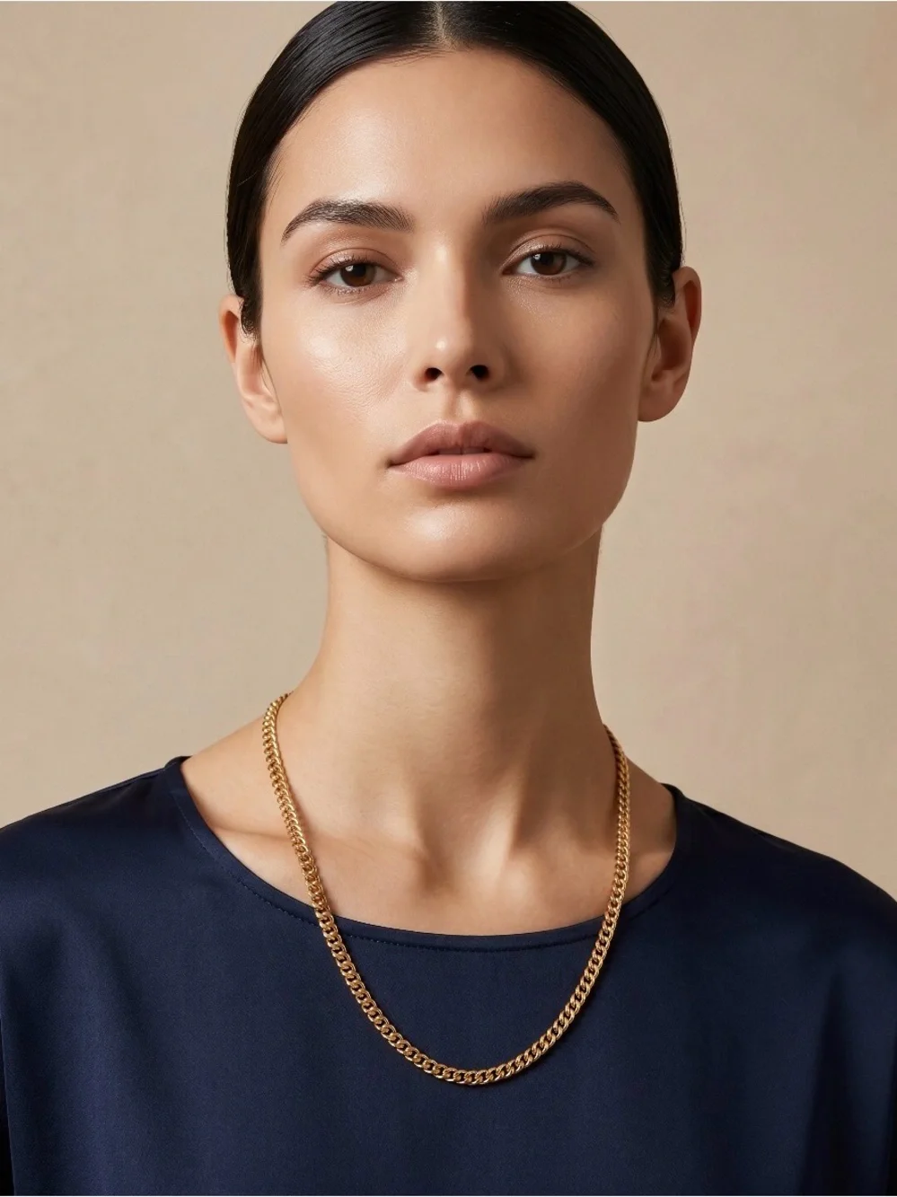 Polished Gold Curb Necklace for Women